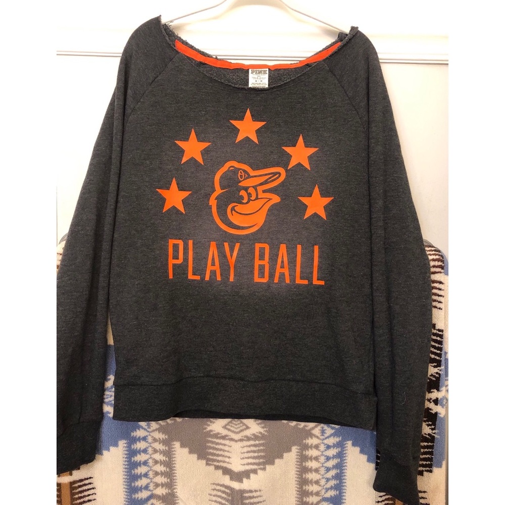 •PINK• ORIOLES off the shoulder sweatshirt, SIZE M